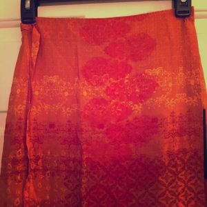 Orange wrap silk skirt